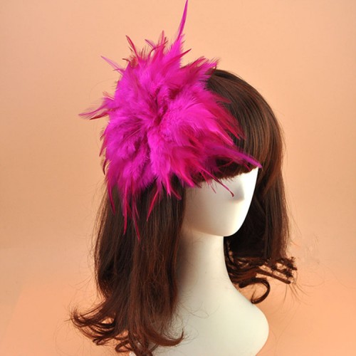 Women's girls stage performance feather headdress bridal model jazz singers host cosplay hair clip brooch